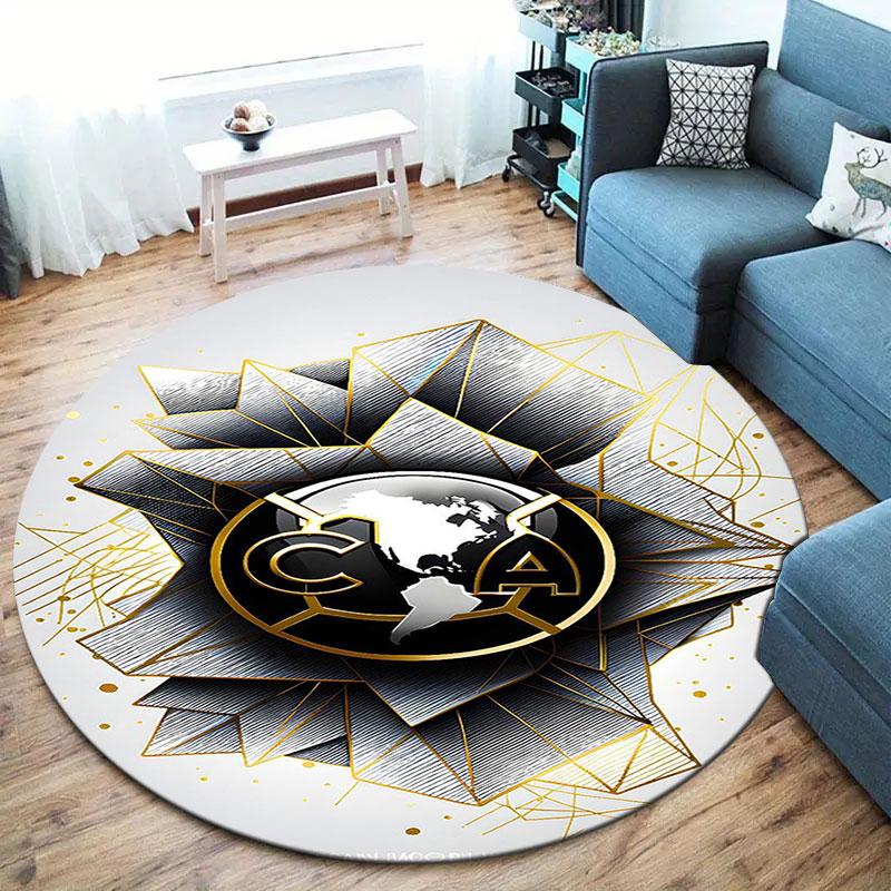 Club de Futbol América Round Area Rug,Carpet Rug for Living Room Bedroom Sofa Playroom Decor,Non-slip Floor Mat