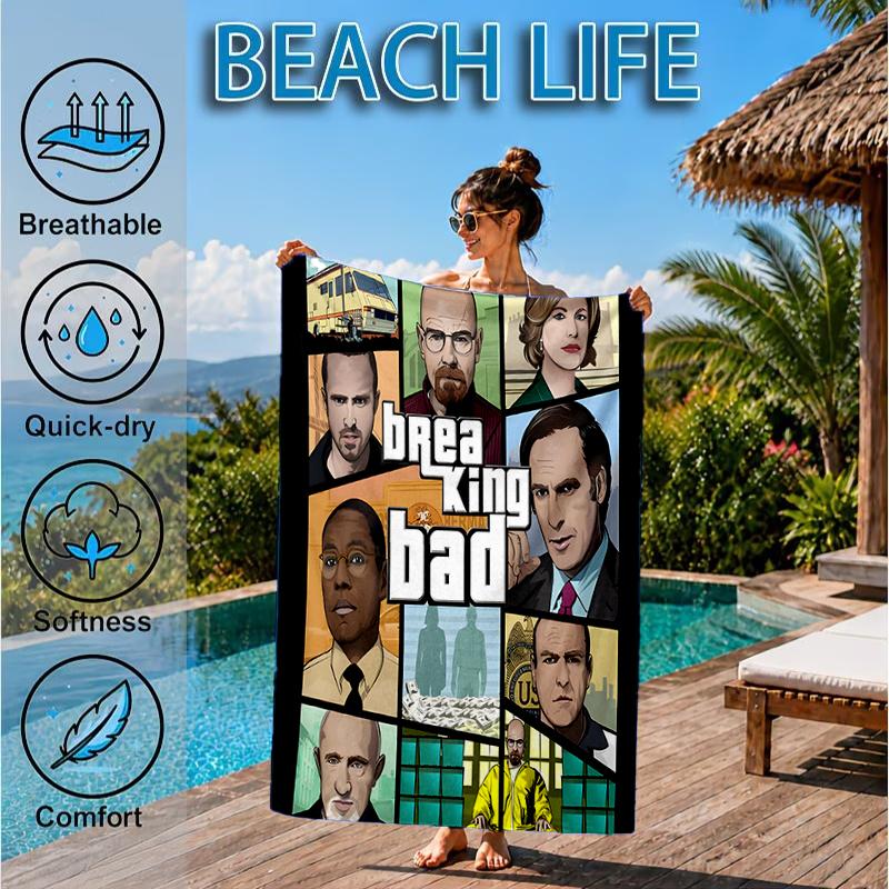 Breaking Bad Mashup Beach Towel, Microfiber Beach Towel, Perfect For Pool, Beach, Travel, Home Decor Beach Party Fan gifts