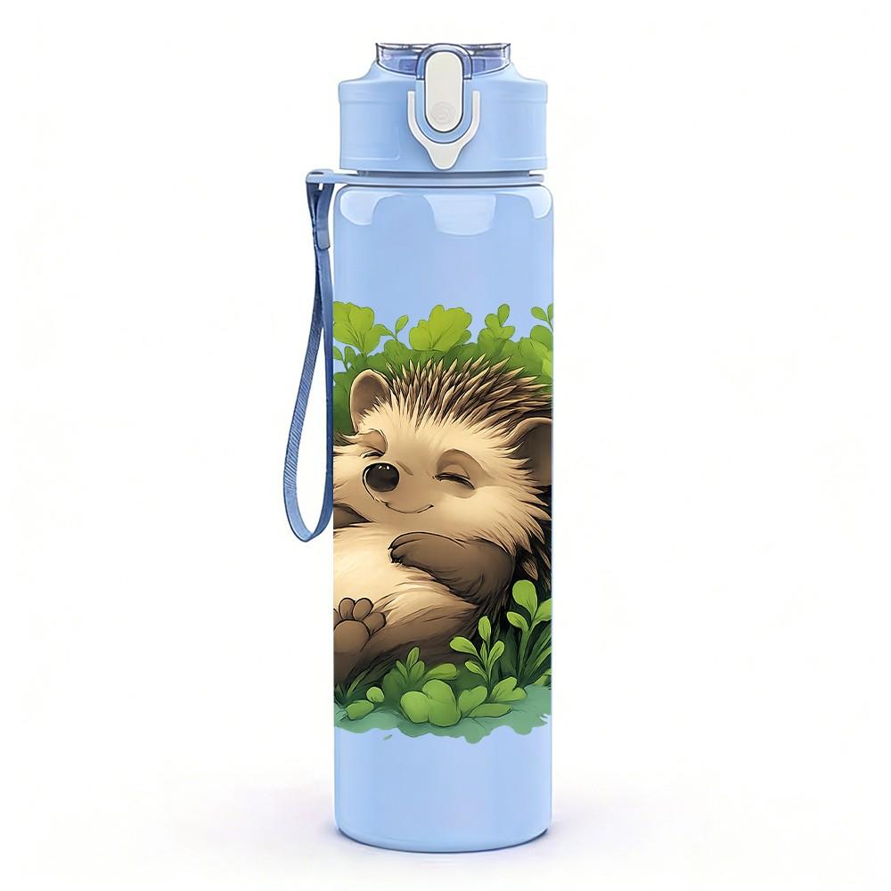 1PC Bush Cute Hedgehog 750ml Color Plastic Sports Water Bottle Leakproof Flip Straw Lid Suitable for Sports Office Home Use