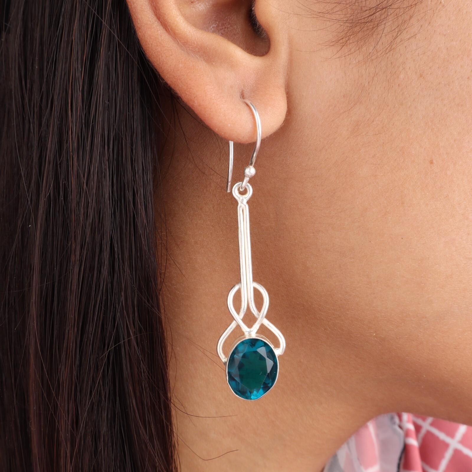 

Apatite Gemstone 925 Sterling Silver Jewelry Handmade Stylish Earrings 1.76 EE-171-10