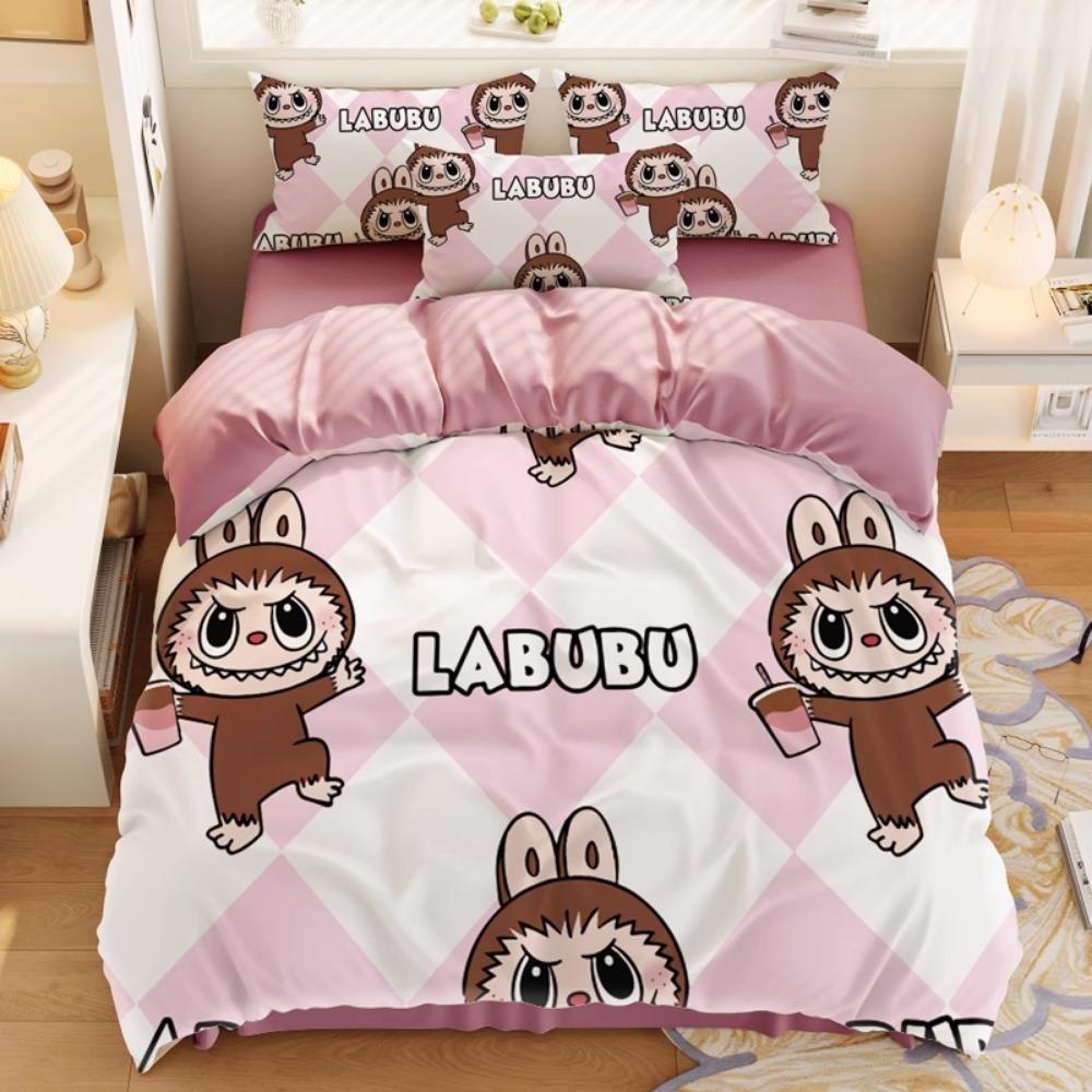 Schattig bubu beddengoed 2/3-delige slaapkamerset, kindercadeau tieners volwassene microvezel tweepersoonsbed dekbedovertrek met rits kamerdecor