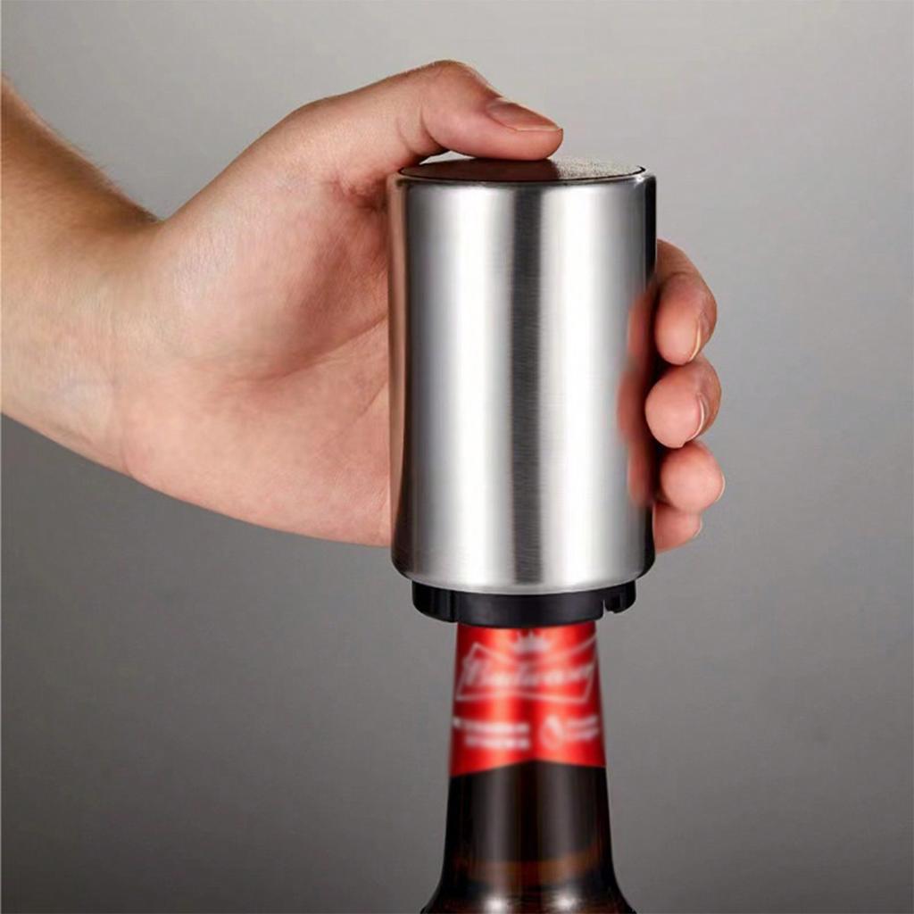 1pc Stainless Steel Automatic Beer Bottle Opener, Fingerprint-Free Pressure-Activated Bottle Cap Opener, Bottle Opener