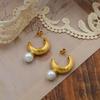 Simple And Versatile Earrings C-Shaped Irregular Pearl Ear Buckles Do Not Fade Popular Jewelry Earrings