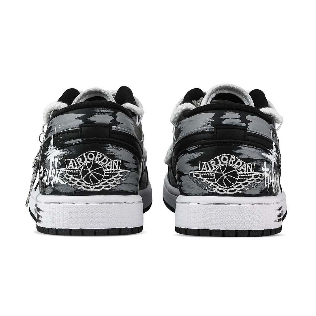 Jordan Air Jordan 1 Rose Branch, Heart Box Low top Vintage Basketball Shoes Unisex Black White Gray DC0774-101(Team773--)