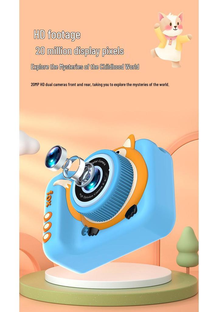 Q3 Fox Kids' Cartoon Mini HD Dual Camera for Photos & Videos