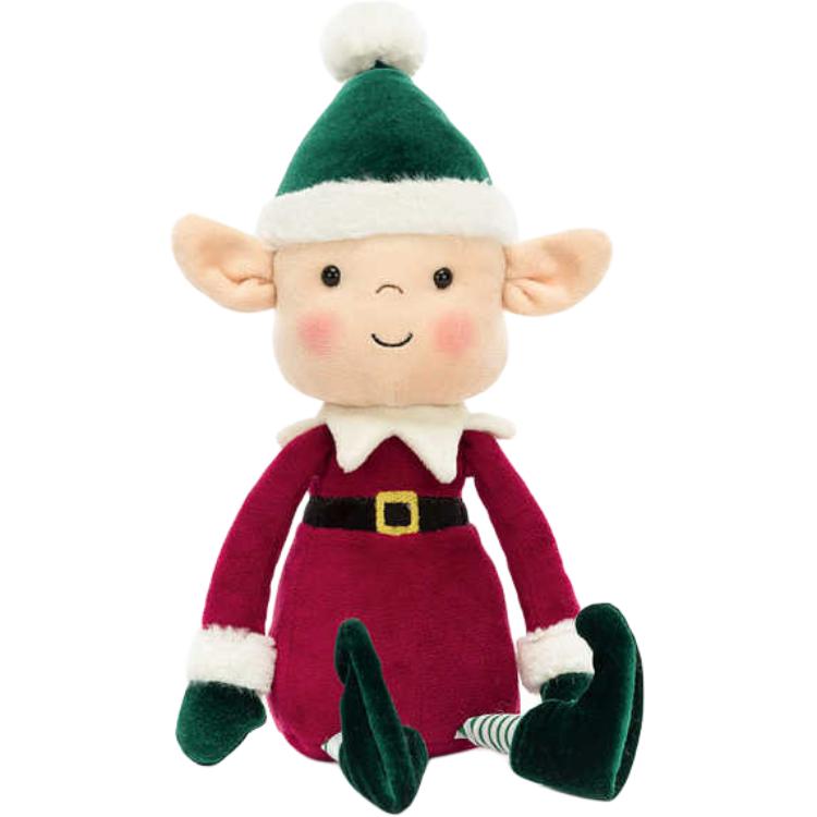 

JELLYCAT Christmas Series Del Dao Elf Dolls Plush Doll 30cm Height In Sitting Posture красный