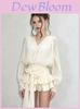 Chancloi Vietnam Fashion Long Sleeve Waist Tie Flared Mini Skirt For Youth