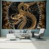 Dark Golden Dragon Pattern Tapestry Wall Hanging Abstract Mysterious Ancient Art Living Room Bedroom Home Decor