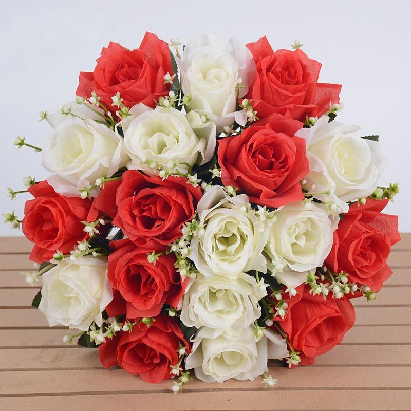 18 Köpfe Seidenrosen Künstliche Blumen Fake Bouquet Hochzeit Home Party Dekor