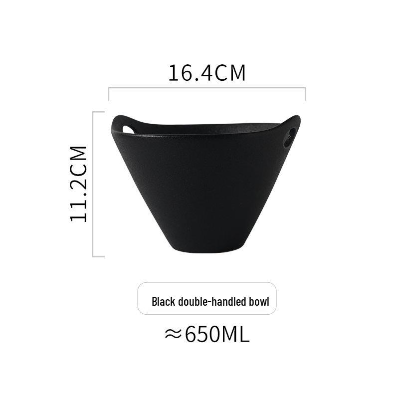 

Креативная матовая керамическая японская миска для рамена с ручками - Большая коническая конструкция для лапши и супа