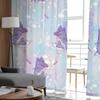 Fairy Rainbow Star Gradual Cloud Crown Bedroom Transparent Sheer Curtains Holiday Decoration Window Voile Tulle Curtain