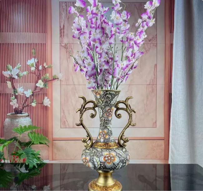 European Retro Resin Vase Furnishig Decoration Home Livingroom Table Fake Flowerpot Ornaments Crafts Store Hotel Club Adornments