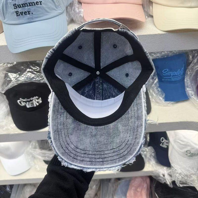 Personalized Rough Edge Street Fashion Hat New Washed Denim Baseball Cap Men's and Women's Summer Face Small Cap