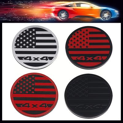 Aluminum Alloy Car Stickers For SUV Off Road Emblem Badge Accessories Round US Flag 4X4 United States America USA National Flag