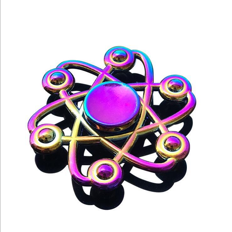 Colorful Zinc Alloy Fidget Spinner: Black Tech Stress-Relief Toy for Students and Kids.