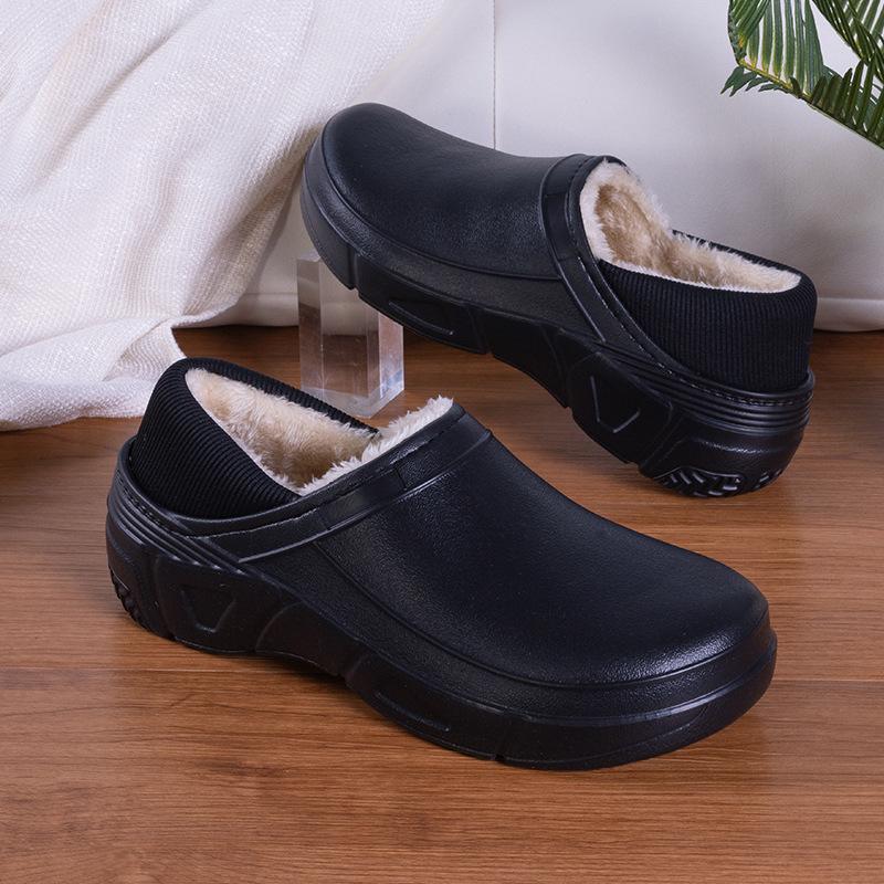 Men Cotton Slippers Winter Thickened Velvet Thick-Soled Heel Cotton Slippers Cold-Proof And Warm Casual Home Cotton Slippers