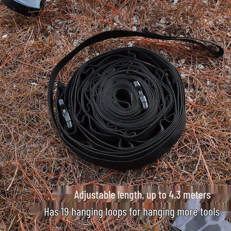 Hot-Selling Outdoor Tent Storage Lanyard: 19-Loop Camping Clothesline Tie Strap