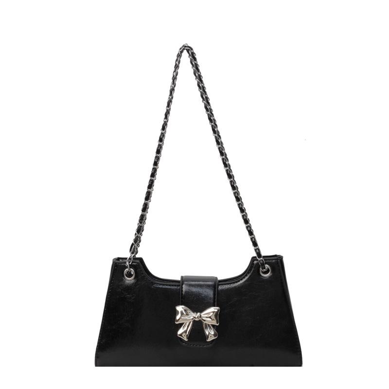 Underarm Bag for Women  New Luxury Texture Bow Square Bags Temperament Versatile Chain One Shoulder Bag Korean Popular