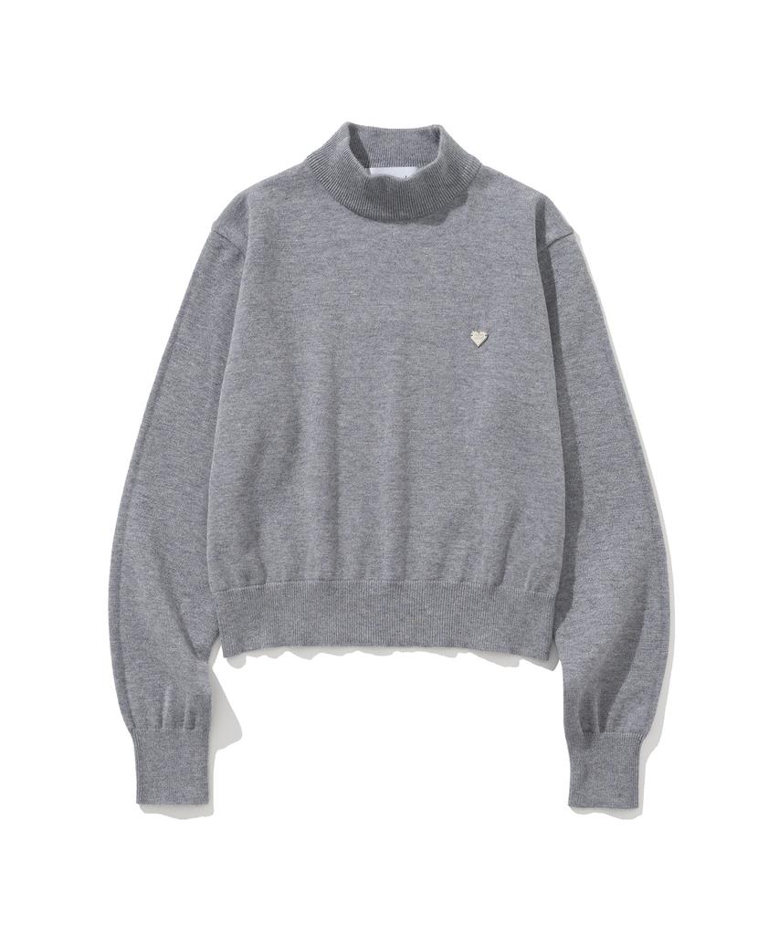KNITTED (W) Basic Essential Washable Half Turtleneck Knit Grey