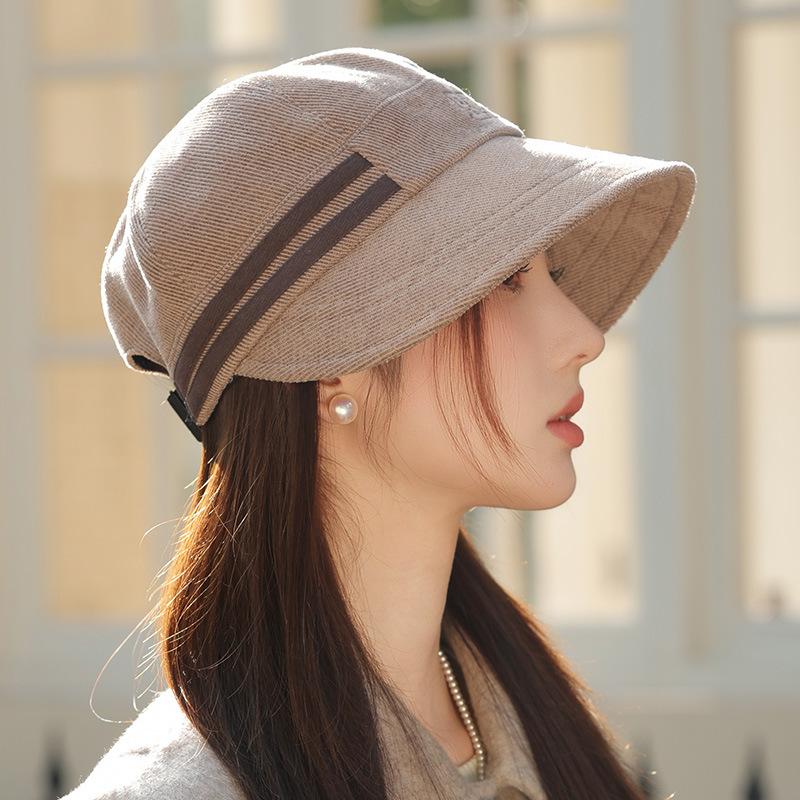 New Autumn and Winter Hat for Women with Big Head and Face Showing Small Fisherman Hat High End Fashion Equestrian Hat Warm Baseball Cap Trendy