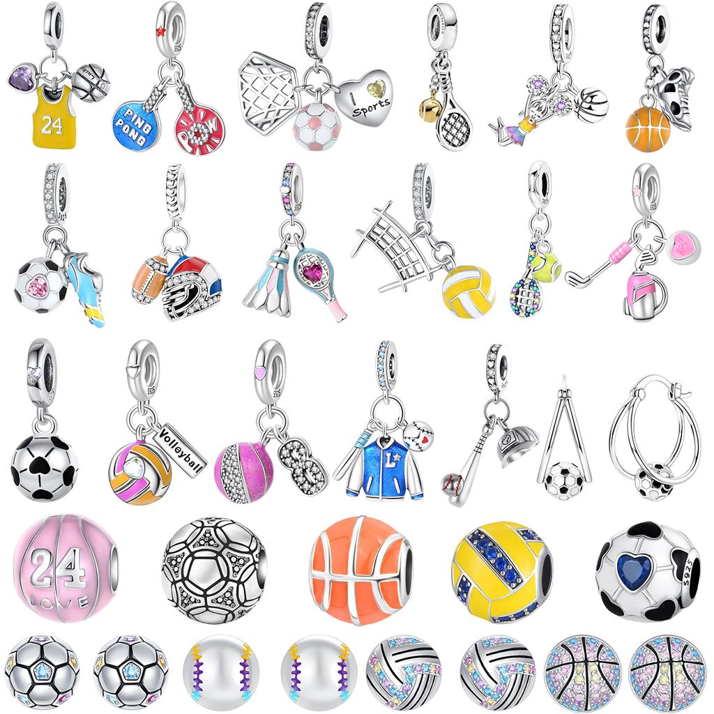Neue Original Kupferkugel Charms Fußball Basketball Golf Ohrringe Perlen Anhänger Passend für Armband Halskette Schmuck Geschenk