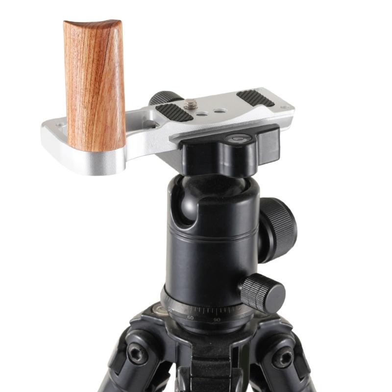 Aluminum L Bracket Quick Release Plate For R50V Camera Handgrip Holder 1/4in Hole with Wood Grip