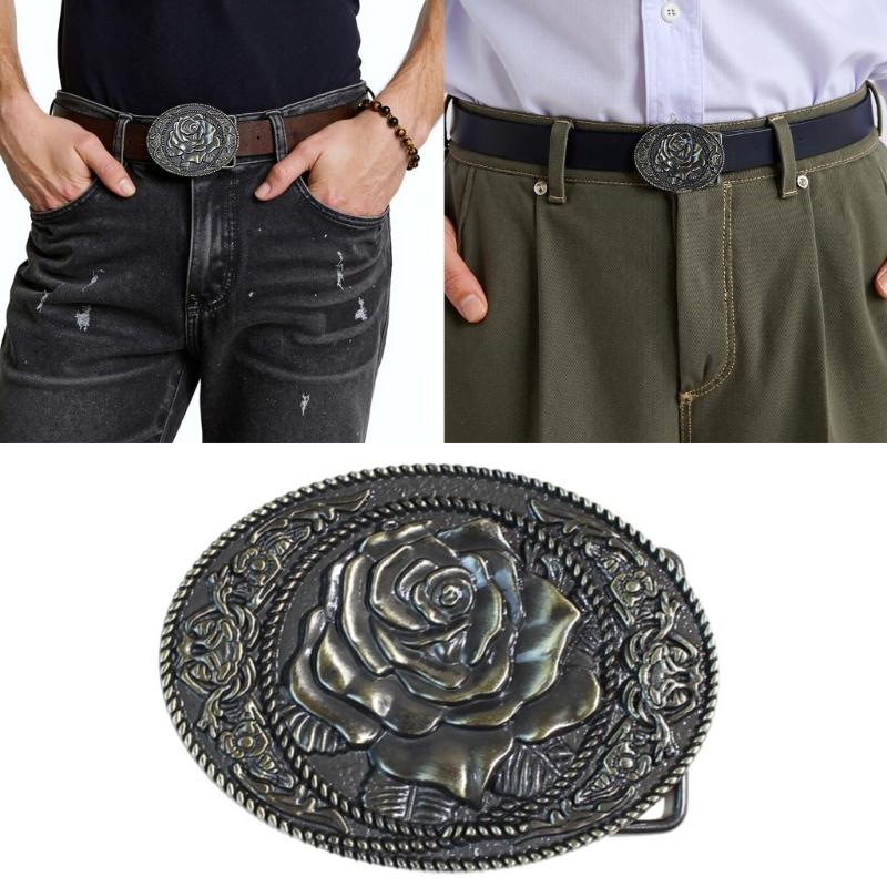 Stilvolle Metallschnalle mit Rosen-Design 4,0 Innendurchmesser für Damen Herren Modeaccessoire