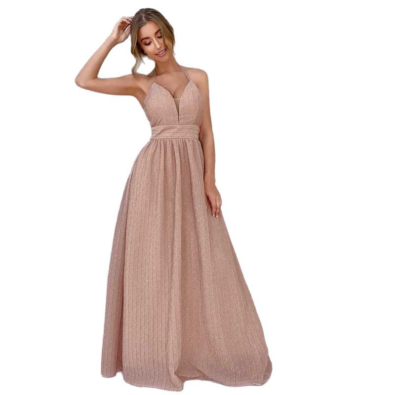 Foreign Trade Long Dress with Straps, New Sexy Evening Dress for Birthday Parties, Slim-Fit Party Dress