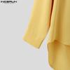 INCERUN Oversized Men Lapel Neck Long Sleeve Back Patchwork Casual Irregular Shirts