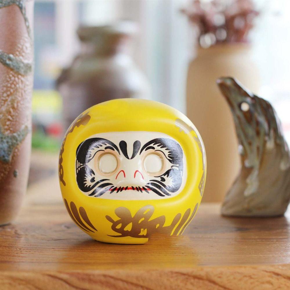 

Cartoon Ceramic Daruma Doll Ceramic Lucky Cat Fortune Ornament Home Decoration жёлтый