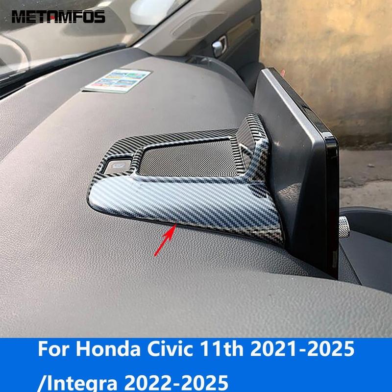For Honda Civic 11th Gen Integra   2024 2025 Carbon Fiber Navigation Rear Center Console Panel Cover Trim Accessories