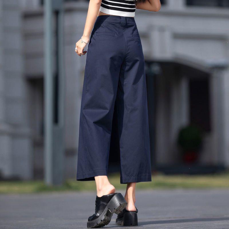 

Autumn Women s Wide-Leg Petite Trousers - Trendy Nine-Point Style 2026 M (90-100 lbs) темно-синий