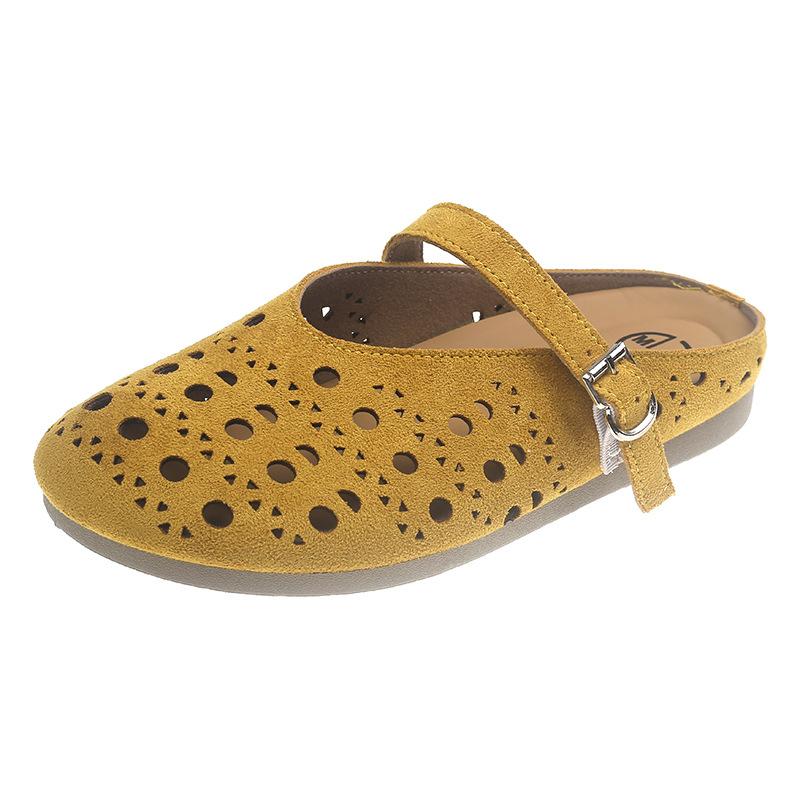 Retro niche design versatile Birkenstock slippers women's single shoes 2025 new stepping on shit soft sole hollow bag head sandals