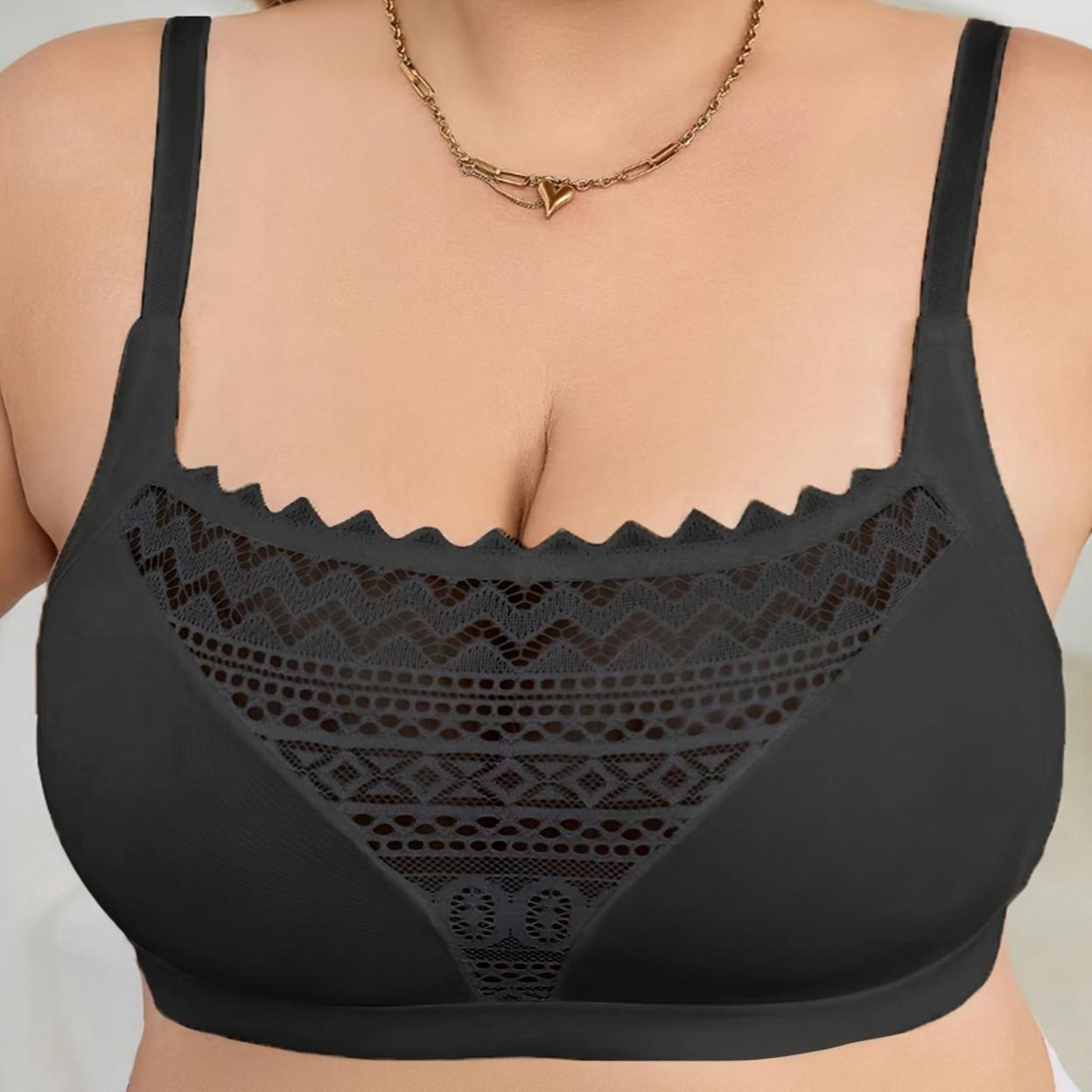 

Ультратонкий Однослойный Сексуальный Спортивный Бюстгальтер с Глубоким V-вырезом Прозрачный Кружевной Сетчатый Бюстгальтер 4XL чёрный