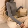 Women Knitting Tops Turtleneck Long Sleeve Solid Color Bottom Sweater Slim Fit Knitting Pullover Tops Autumn Winter Wear