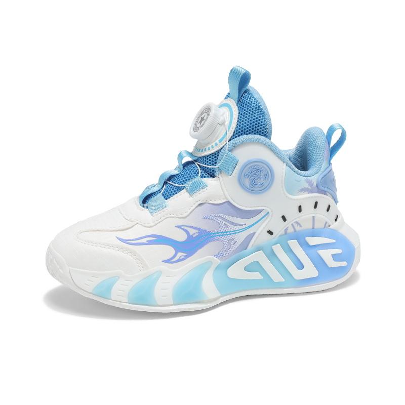 28-40 Children's Large Size Anti Slip Wear-resistant Convenient and Fashionable High Top Basketball Shoes Sports Shoes, White Shoes