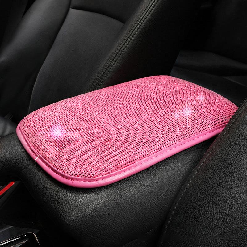 Auto Center Console Pad Crystal Bling Car Armrest Seat Box Cover Protector Universal Fit Diamond Car Decor Accessories for Women