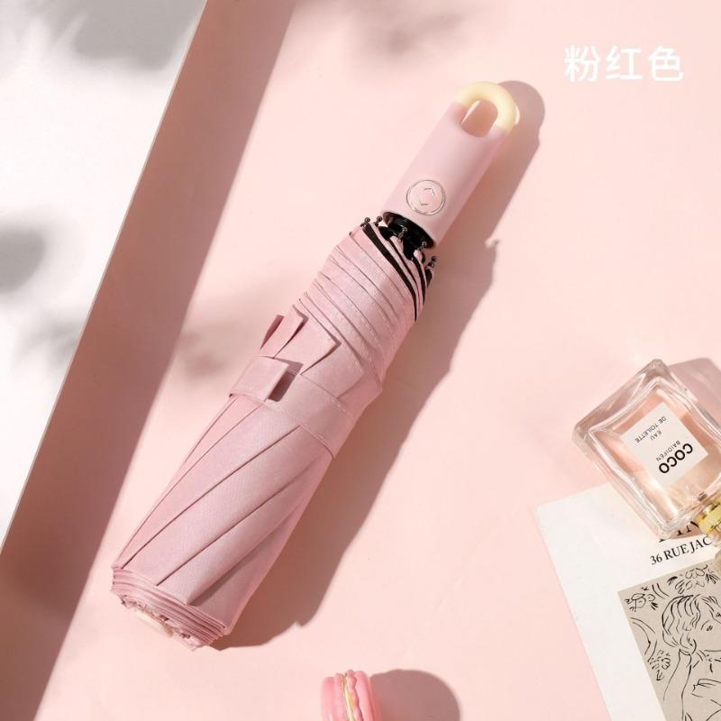 New three-fold eight-bone vinyl sunscreen automatic lock handle three-fold men's business umbrella fixed umbrella