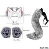 Popular Halloween Beast Claws Faux Plush Fox Ears Headband & Tail Cosplay Accessories