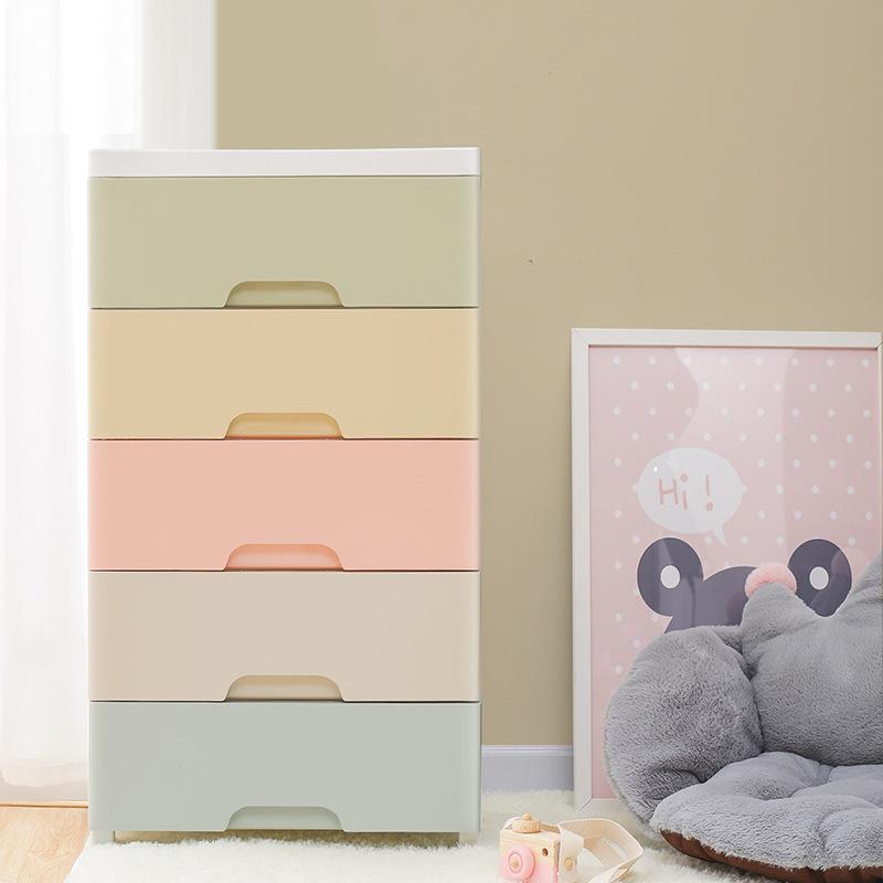 Storage Cabinet Drawer Type 45 Wide Plastic Locker Children's Wardrobe with Wheels Multilayer Kitchen Organizer Bathroom Drawer