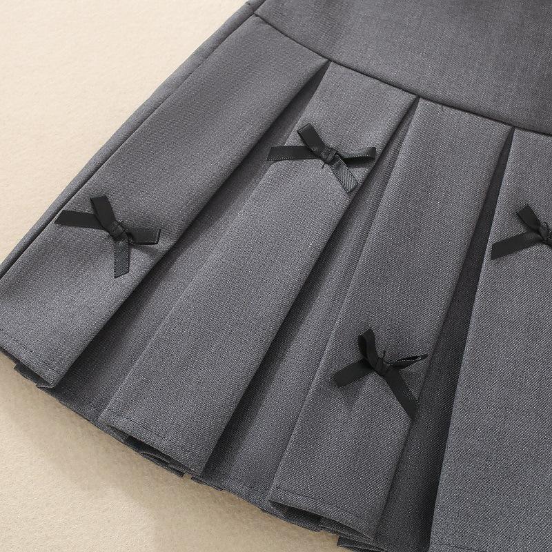 Academy Style Solid Pleated Skirt for Girls, Spring/Autumn Collection 2025
