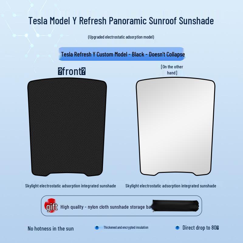 

Tesla Model Y/3 Suede Silicone Sunshade Ice Crystal Sunroof Curtain