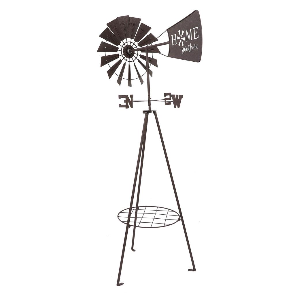 Garden Windmill Potting Rack Multifunctional Rotating Iron Floor Windmill Plants Shelf Dual Use