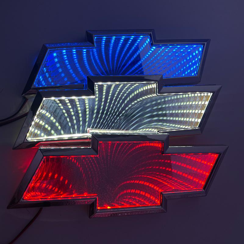 3D LED Illuminated Rear Tail Emblem Light, Red Blue White 3 Colors Bowtie Decor Lamp Fit for Chevrolet 17cm X 5.5cm белый
