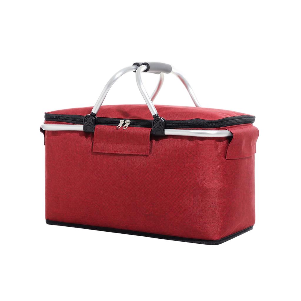 Oxford Fabric Portable Picnic Basket with Handle Foldable Insulated Storage Bag Large Capacity for Outdoor Camping Grocery Shopping