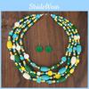 Handmade Geometric Wooden Bead Long Necklace Alloy Pendant For Women Decoration
