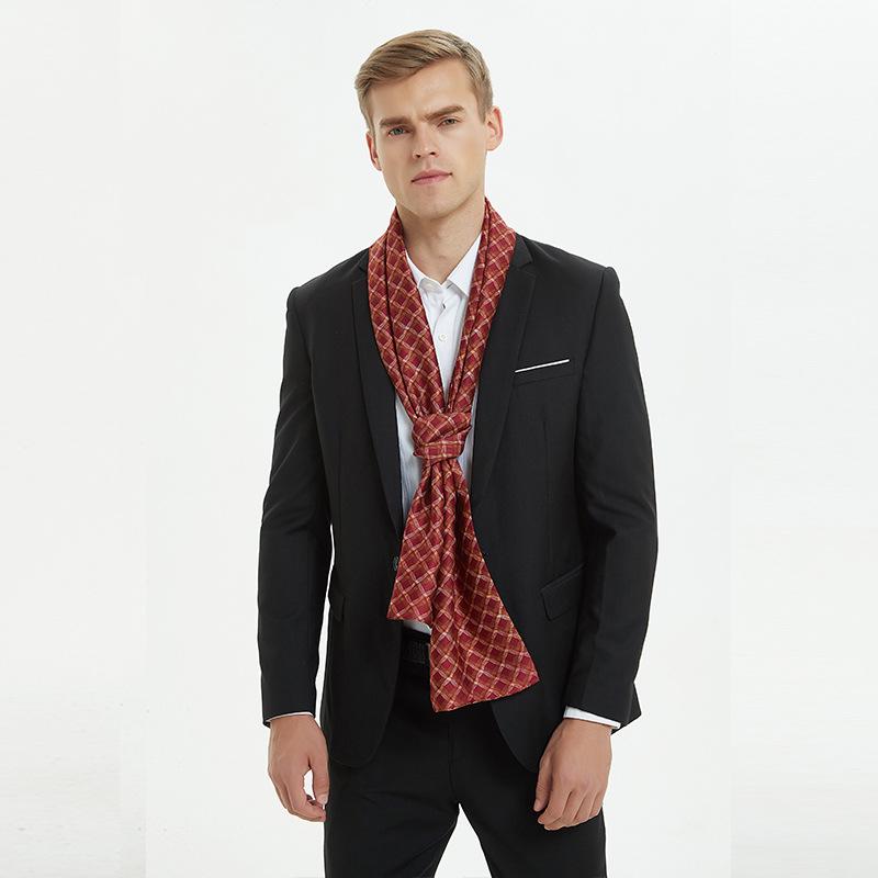 Business Men's Silk Scarf Suit with Silk Double-sided Scarf Winter New Long Scarf Gift Box