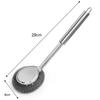Stainless Steel Wire Brush with Long Handles Kitchen Replacement Steel Wool Wire Ball Dishwashing Brush Sink Countertop Cleaning