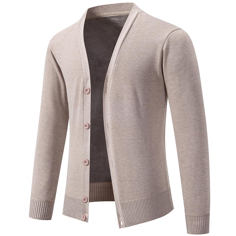 Sweter Rozpinany Męski Business Casual Klasyczny V-neck Jednolity Kolor Rozpinany Sweter Męski Koreański Trend Mody Dzianina Sweter