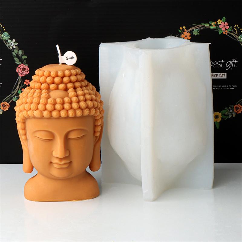 3D Guanyin Buddha Statue Candle Silicone Mold DIY Handmade Abstract Meditation Tathagata Buddha Mold Gypsum Making Home Decor
